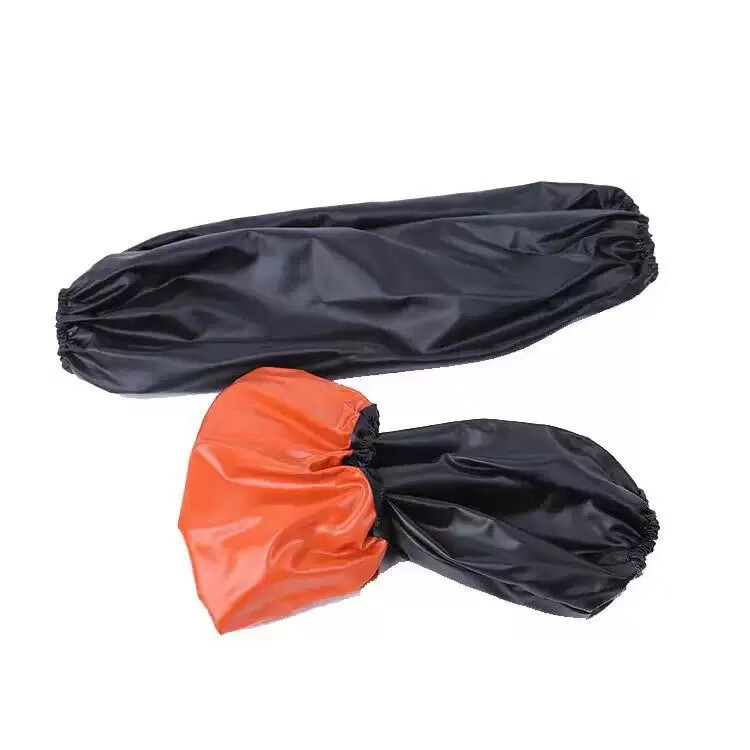 Gongqiyou PU Protective Sleeve Covers 5 Pairs Black and Red Composite Waterproof Oil-Resistant Short Kitchen Work Protective Sleeves