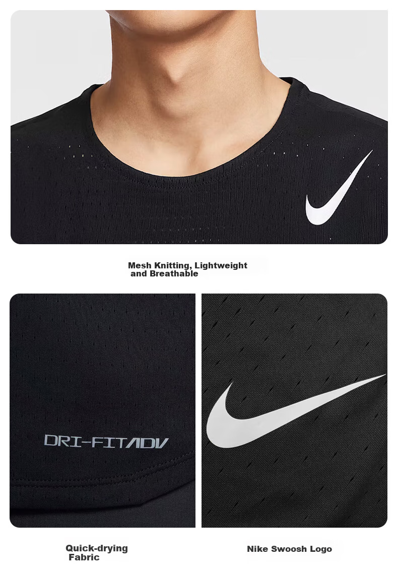 NIKE Men's Short-Sleeve T-Shirt, Advanced Quick-Dry Fabric, Moisture-Wicking And Fast-Drying, HJ3378-010 Black L 6