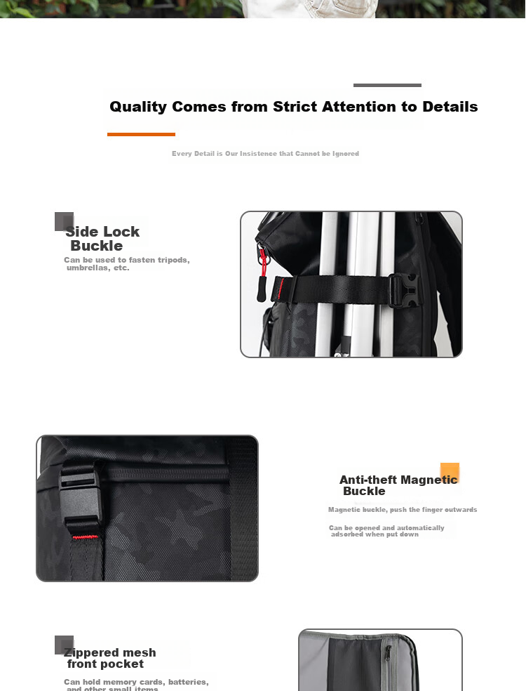 Pulewei Camera Backpack, Multifunctional Professional DSLR Photography Bag, Outdoor Hiking Large Capacity Portable Multi-Functional Lens Backpack 11