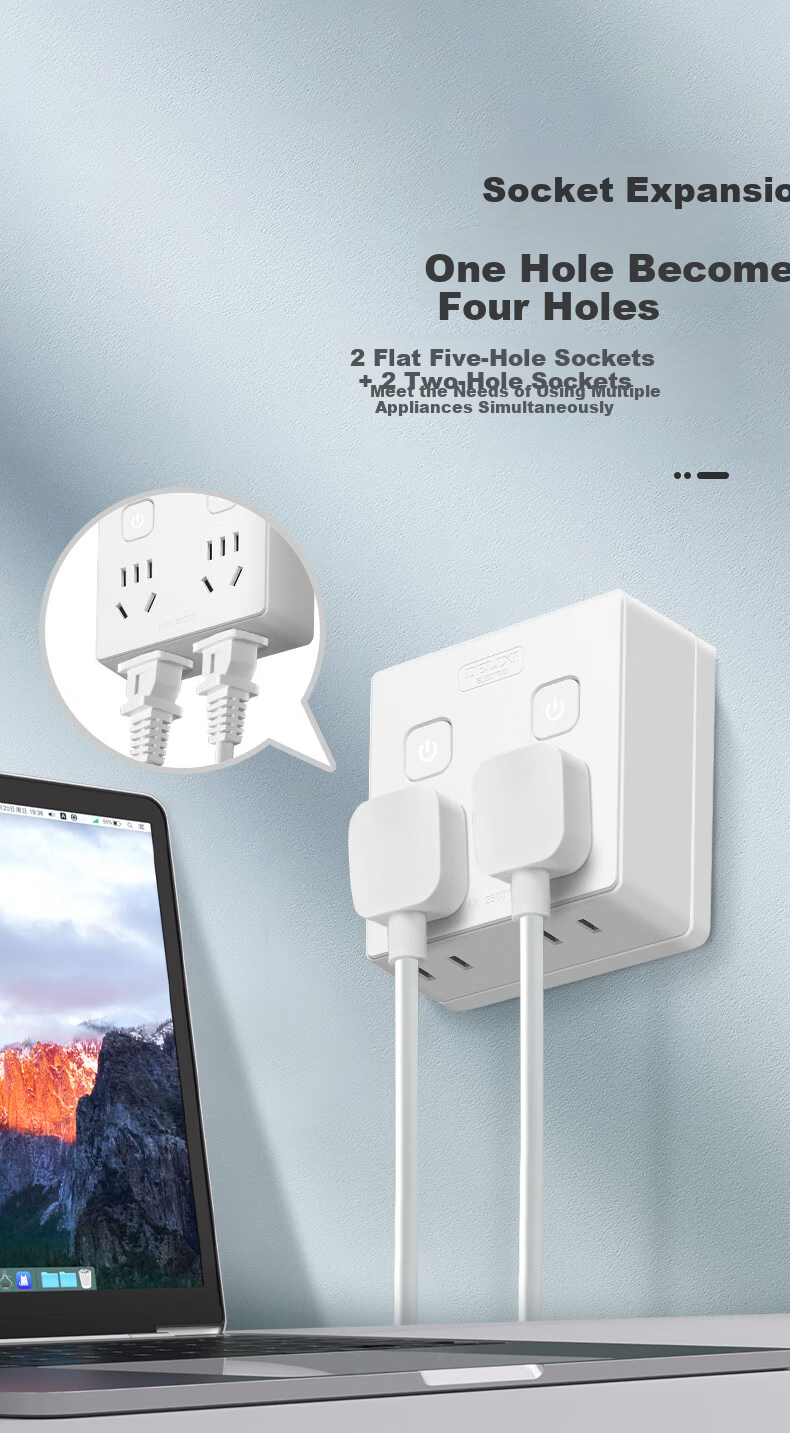 DELIXI 20W PD Fast Charging 86-Type Socket Adapter/Converter Plug/USB+Type-C Socket Extension/One-To Power Strip/Wireless Master Switch 8