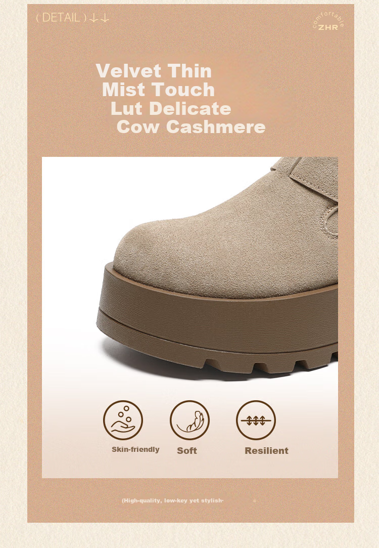 ZHR Women's Winter Cotton Shoes with Fleece Lining Thick Sole Warm Birkenstock Style Non-Slip Snow Boots KY55B Camel Color Size 40 3