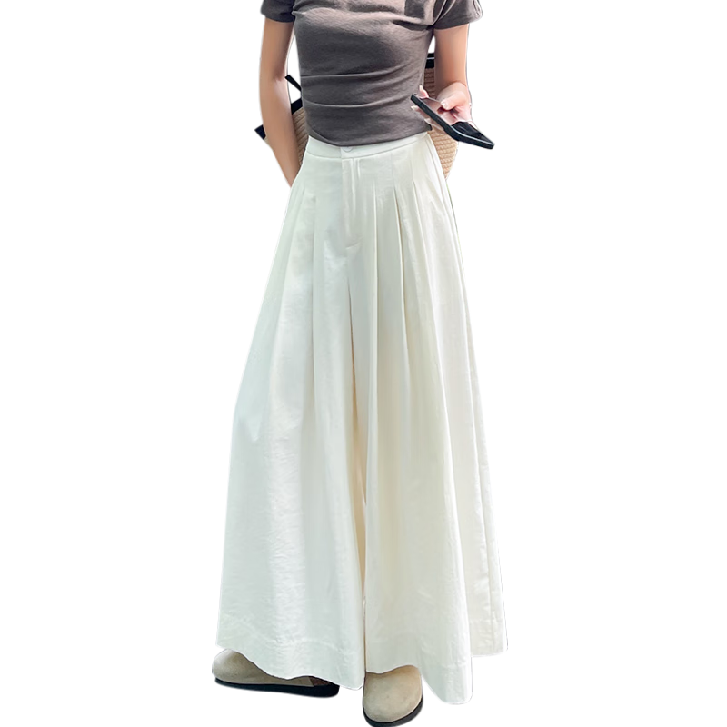 LangSha High-Waisted Casual Skirt Pants, Summer Lightweight Straight-Leg Draping Slimming Wide-Leg Pants, Flowing A-Line Skirt Casual Trousers for Wome