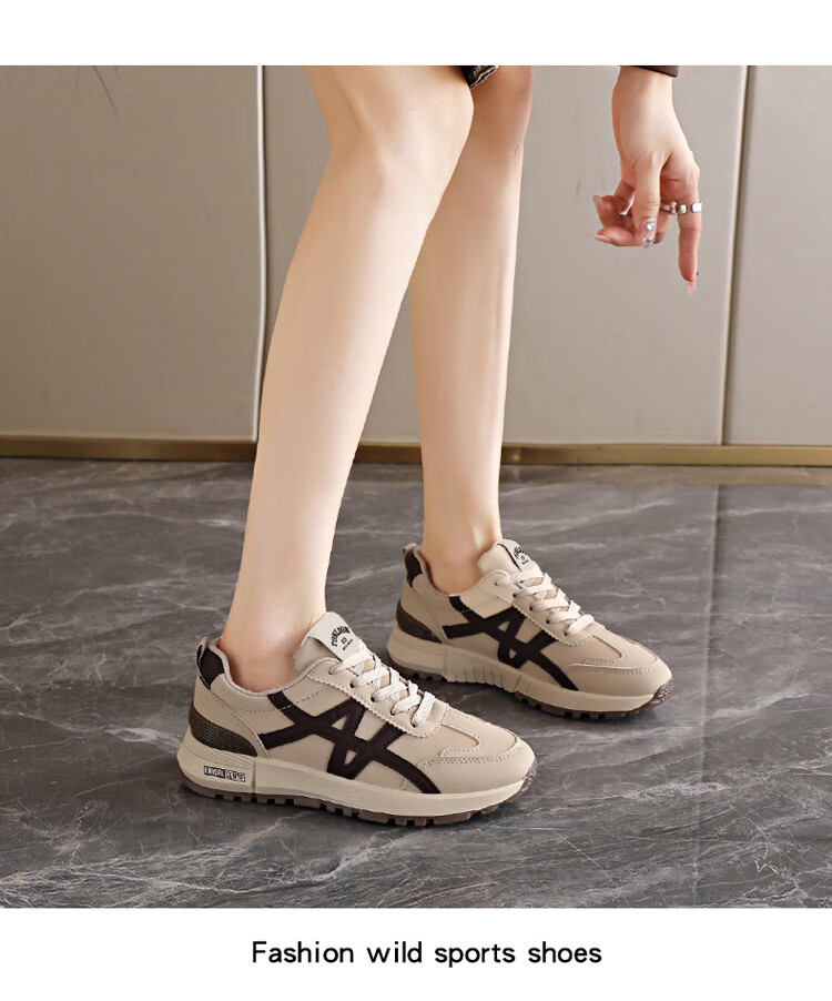 TonLion Women's Summer Thick Sole Dad Sneakers Casual Height Increasing Running Shoes Khaki Size 35 9