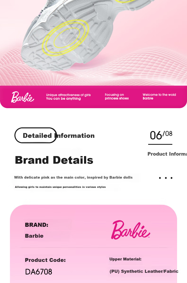 Barbie Children's Shoes, Girls' Spring And Autumn Fashion Dad Shoes, Outdoor Rotary Button Casual Sneakers, Kids' DA6708, Silver Peach, Size 30 3