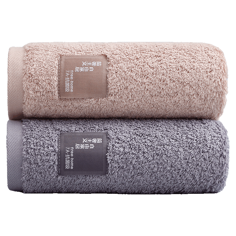 Grace 7A Antibacterial Class A Pure Cotton Towel, Thickened, Absorbent, Simple Luxury, for Men And Women, Bathing, Adult Use, Gray + Brown, Two Pieces