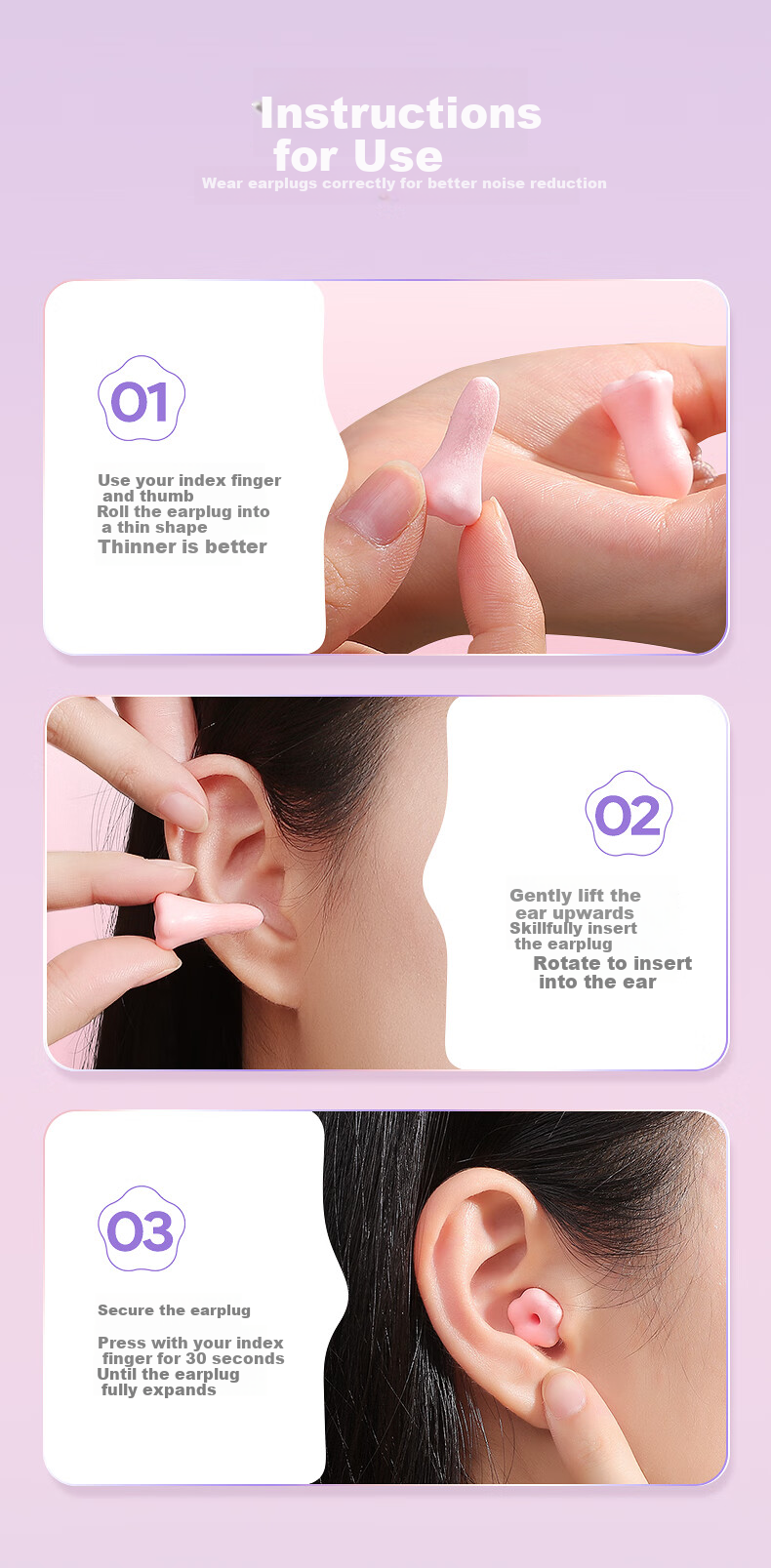 Kunkunya Flower Earplugs, Pink, 6-Pack [Reusable] 9