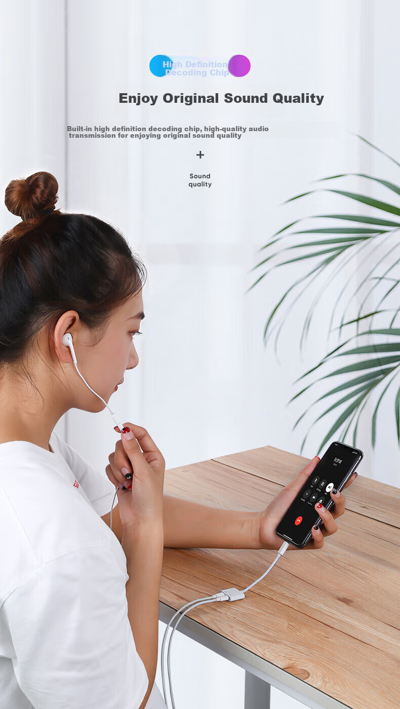 BIAZE Two-In Adapter for Apple Earphones: Charging + Music Streaming Compatible with IPhone 11/12pro/13/14/XR/8, Audio Converter for Calls, Charging And Music 6
