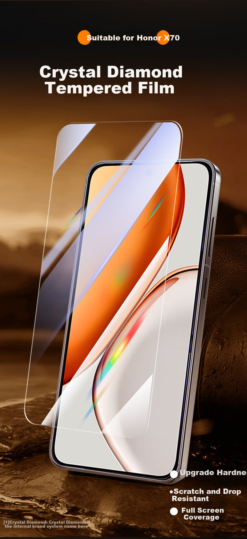 Kulefeng [Two-Pack Value Pack] Tempered Glass Screen Protector for Honor X70, Full Coverage Ultra-Thin HD Anti-Shatter Fingerprint-Resistant Protective Film 2