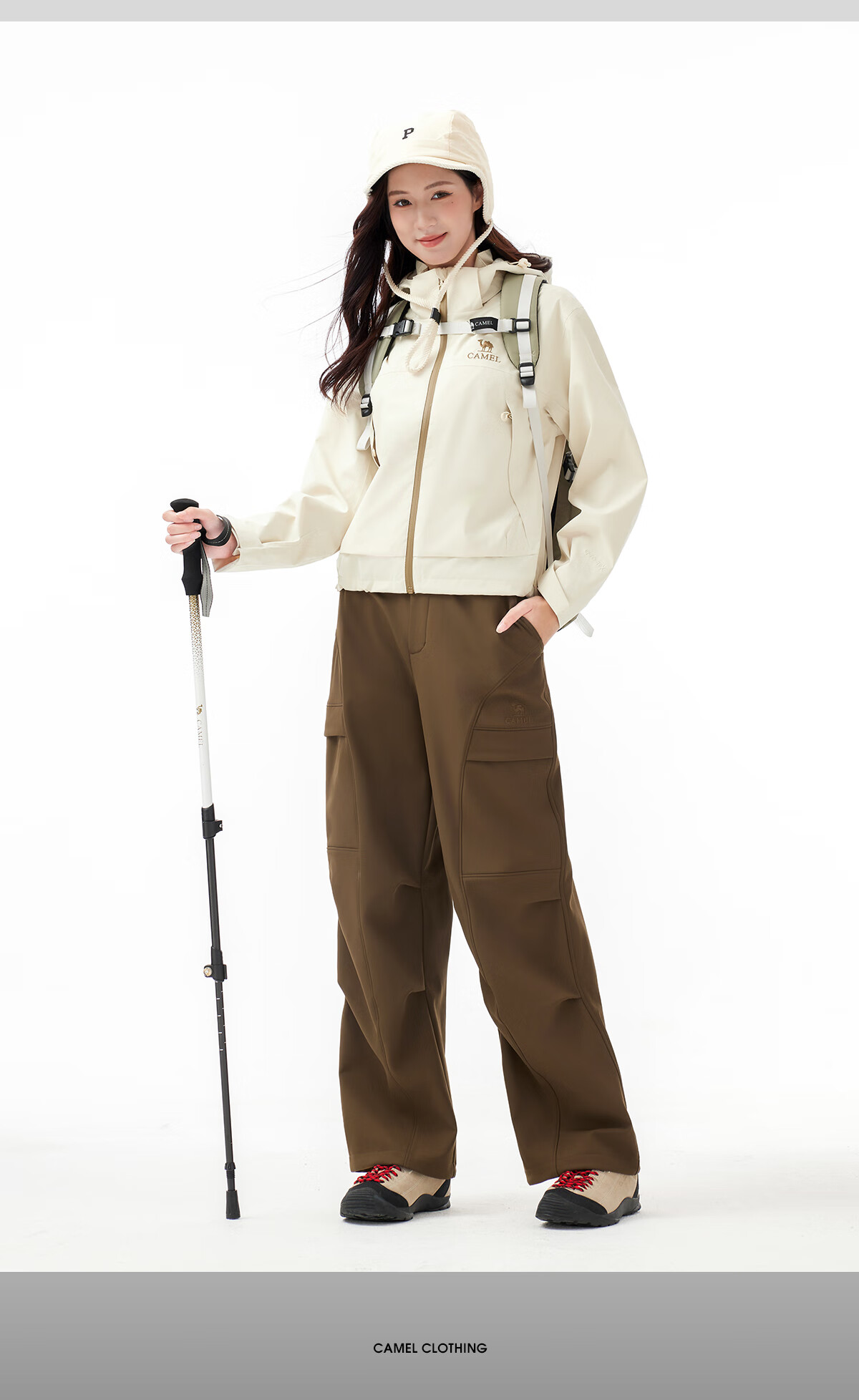 CAMEL Outdoor Softshell Pants Autumn Winter Fleece Lined Warm Water-Repellent Durable Hiking Work Mountaineering Pants 9291 4