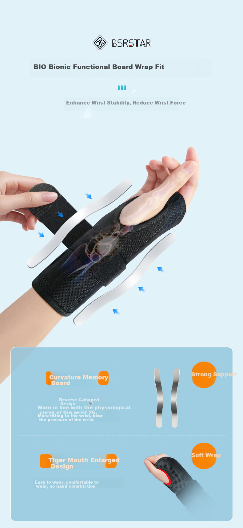 Bestray Wrist Brace, Anti-Sprain Wrist Support, Professional Wrist Guard for Fractures, Splint, Rehabilitation Medical Wrist Joint Sleeve 7