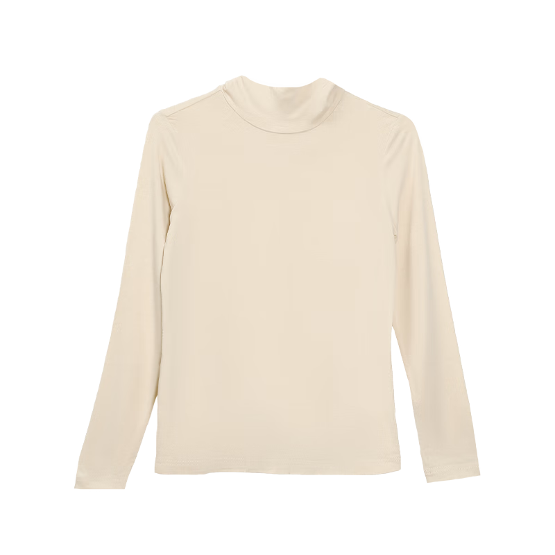 Hongdou 7A Antibacterial Deodorant Mite-Resistant Autumn Solid Color Versatile High Neck Women's Base Layer Shirt