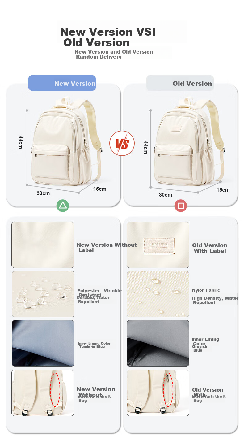 Landcase Backpack for Middle School, High School And College Students, Stylish Large Capacity Backpack for Girls, Campus Style, Model 1606 White 17