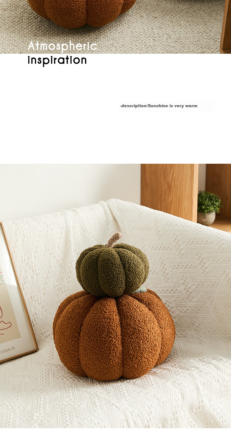 Pierre Cardin Nordic Instagram-Style Cute Pumpkin Plush Pillow Creative Living Room Sofa Cushion Bedside Decoration - Yellow 9