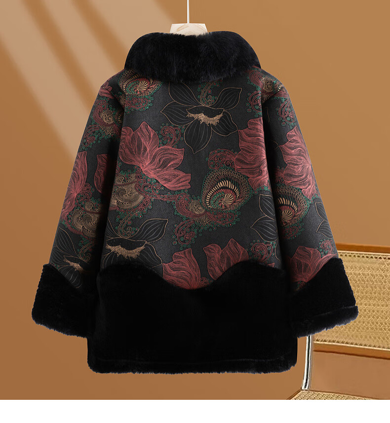 Fengxiao Stylish Winter Coat for 50-60 Year Old Middle-aged and Elderly Women, High-end Plus Size Autumn and Winter Outerwear for Mature Ladies 7