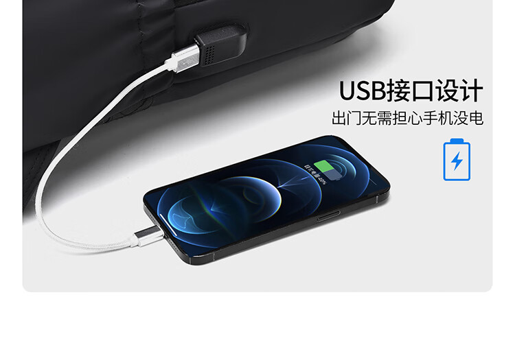 361° Backpack School Bag Double Shoulder Business Laptop Bag Unisex USB Rechargeable Large Capacity Commuter Black 2