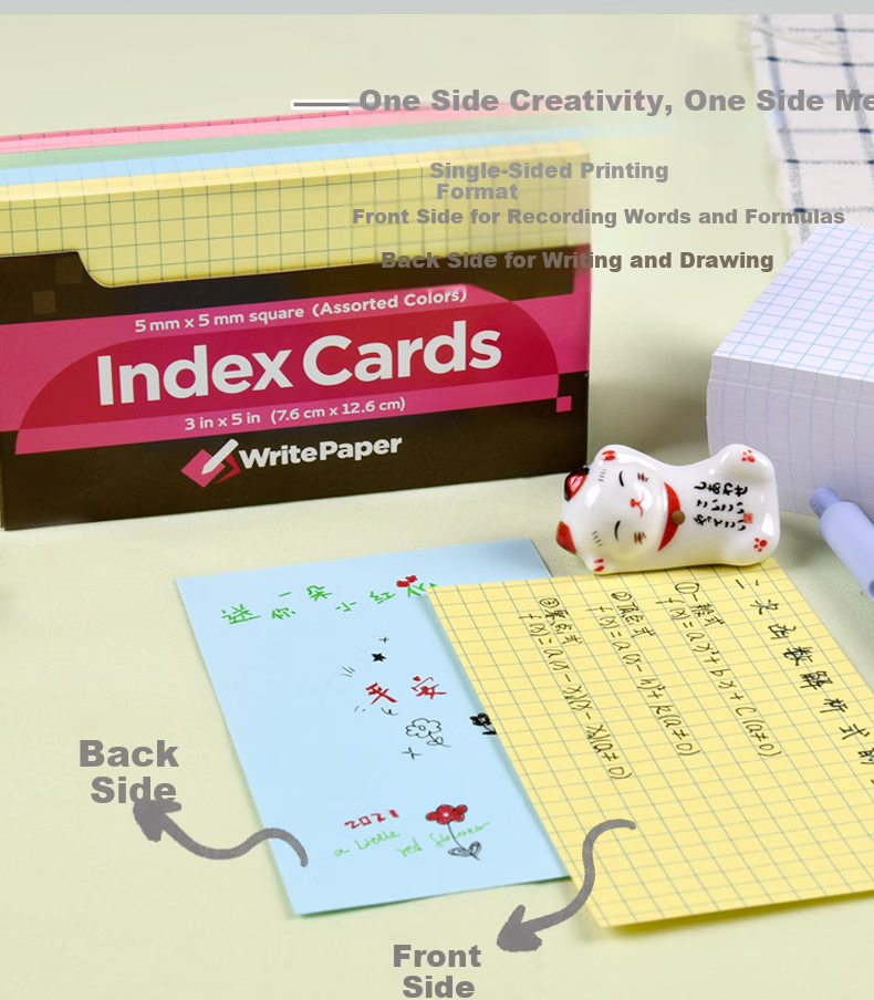 KAISA [Best-Selling Online] Four-Color Index Cards, 180 Sheets, Non-Sticky Office Cardstock, Sticky Notes, Colorful Vocabulary Cards, Memo Pads 6