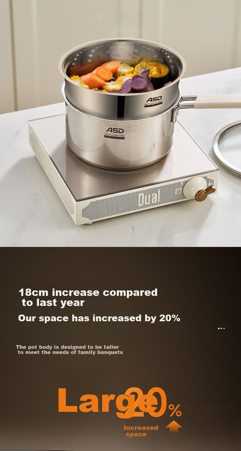 ASD Milk Pot, 316L Stainless Steel, Baby Food Pot, Small Milk Pot, Thickened, Suitable for Gas And Induction Stoves, NS18B15WG 6