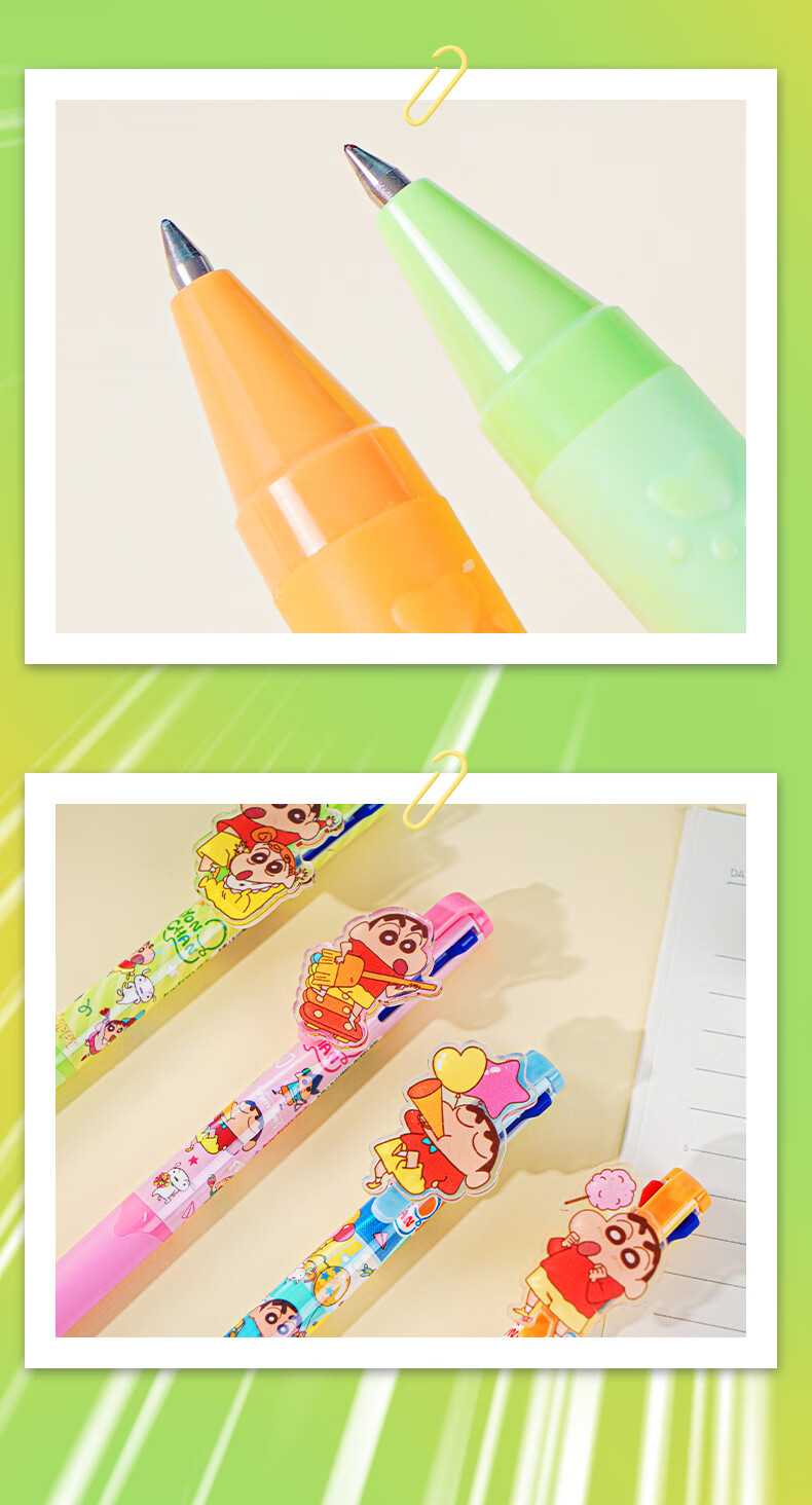Joytop Crayon Shin-chan Limited Edition 3-Color 0.5mm Quick-Dry Retractable Gel Pen Student Stationery Signature Pen 6
