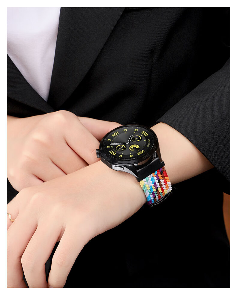 CHENSONG Magnetic Woven Folding Clasp Watch Band Strap for Huawei Watch GT6/6Pro 46mm Black 5