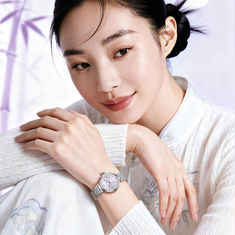 FIYTA Qincheng Series "Little Round Moon" Star Sand Style National Style Women's Mechanical Watch with Lucky Purple Dial