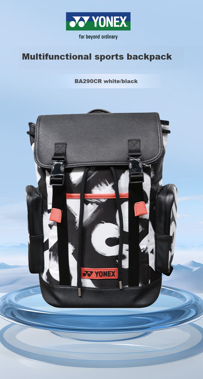 YONEX Tennis Bag, Multifunctional Large Capacity, Stylish Sports Backpack, BA290CR White/black 1