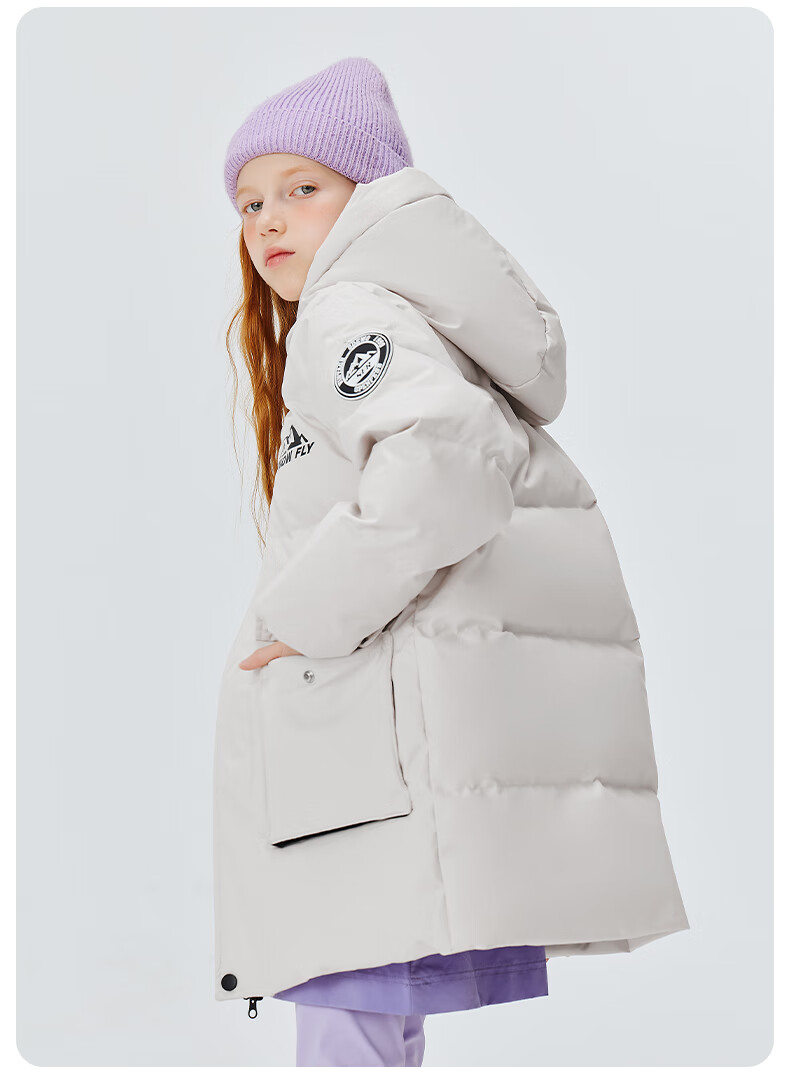 SNOWFLYING Kids Down Jacket Unisex Winter New Mid-Length Thickened Warm Large Children Down Coat Black 130 13