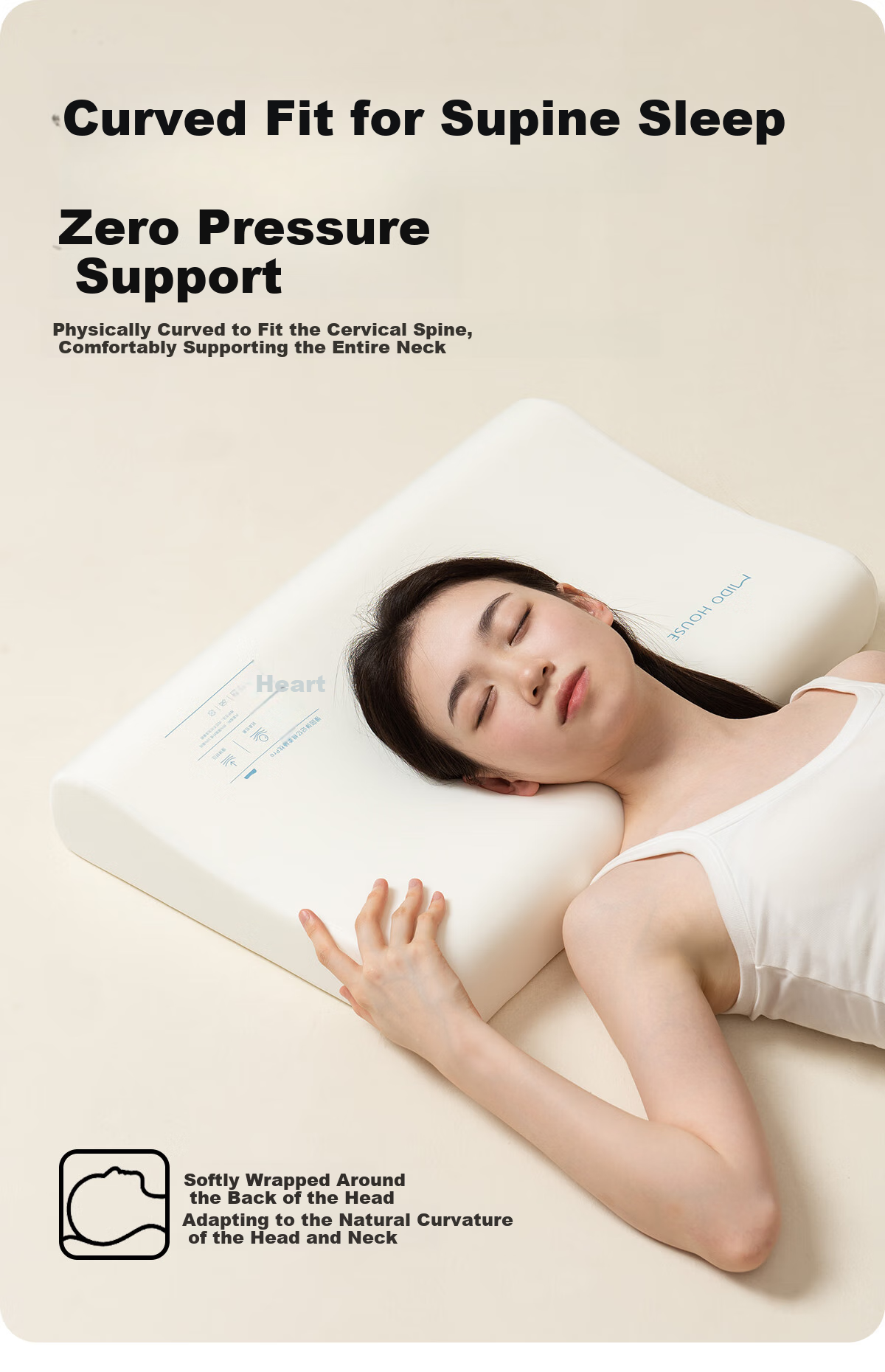 MIDO HOUSE Memory Foam Neck Support Pillow Core Cervical Pillow Deep Sleep Adult Student High Pillow Single Pack 7