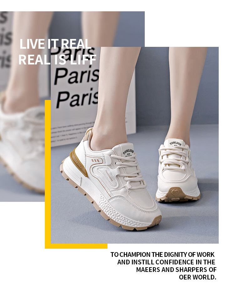TonLion Women's Summer Thick-Soled Sports Shoes Elevated Dad Sneakers Casual White Shoes Light Gray Size 37 1