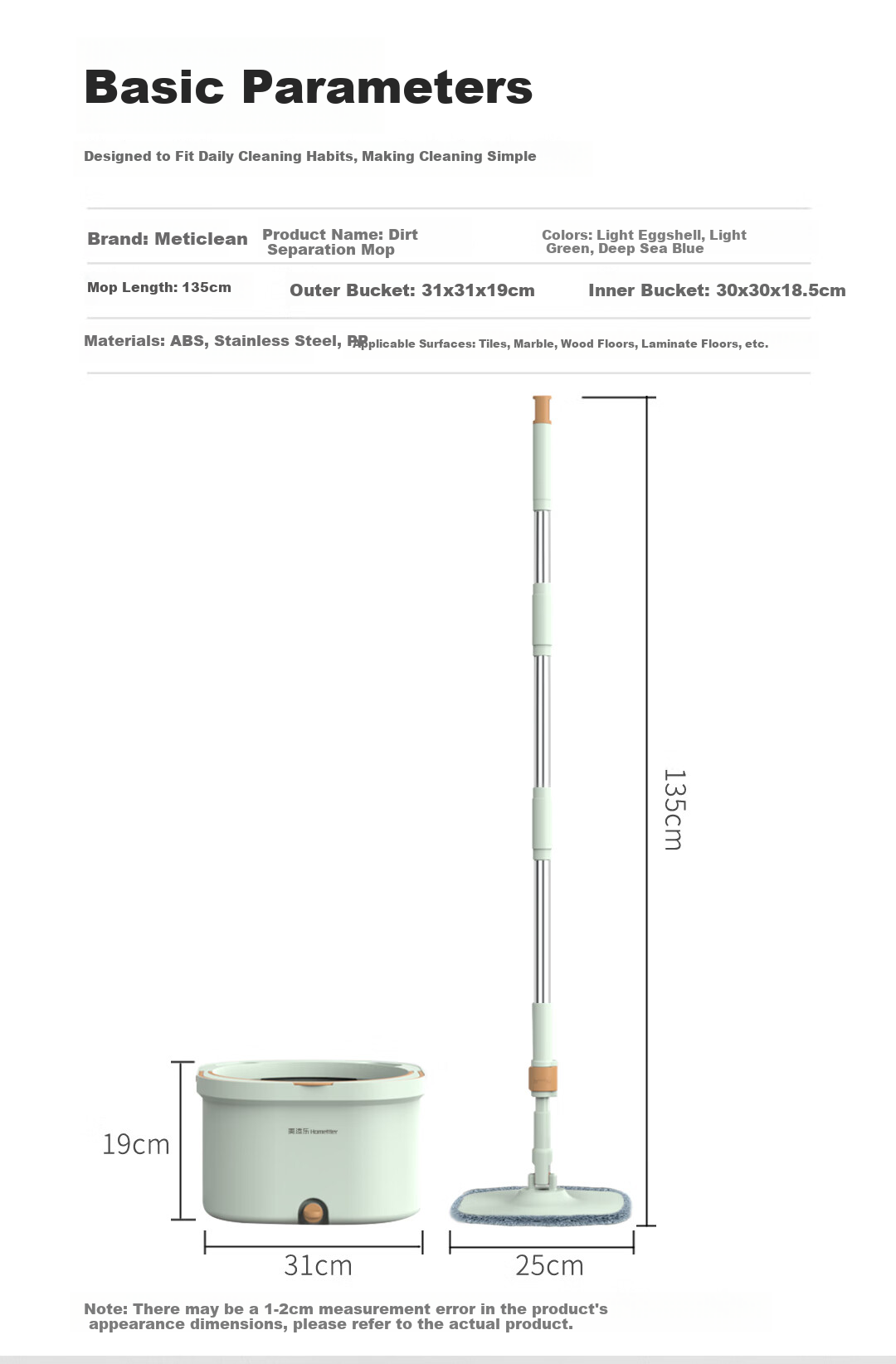HoMettler Clean And Dirty Separation Rotary Mop, Household All-In 2026, Hands-Free Flat Mop with Bucket, One Set of Three Mops 17