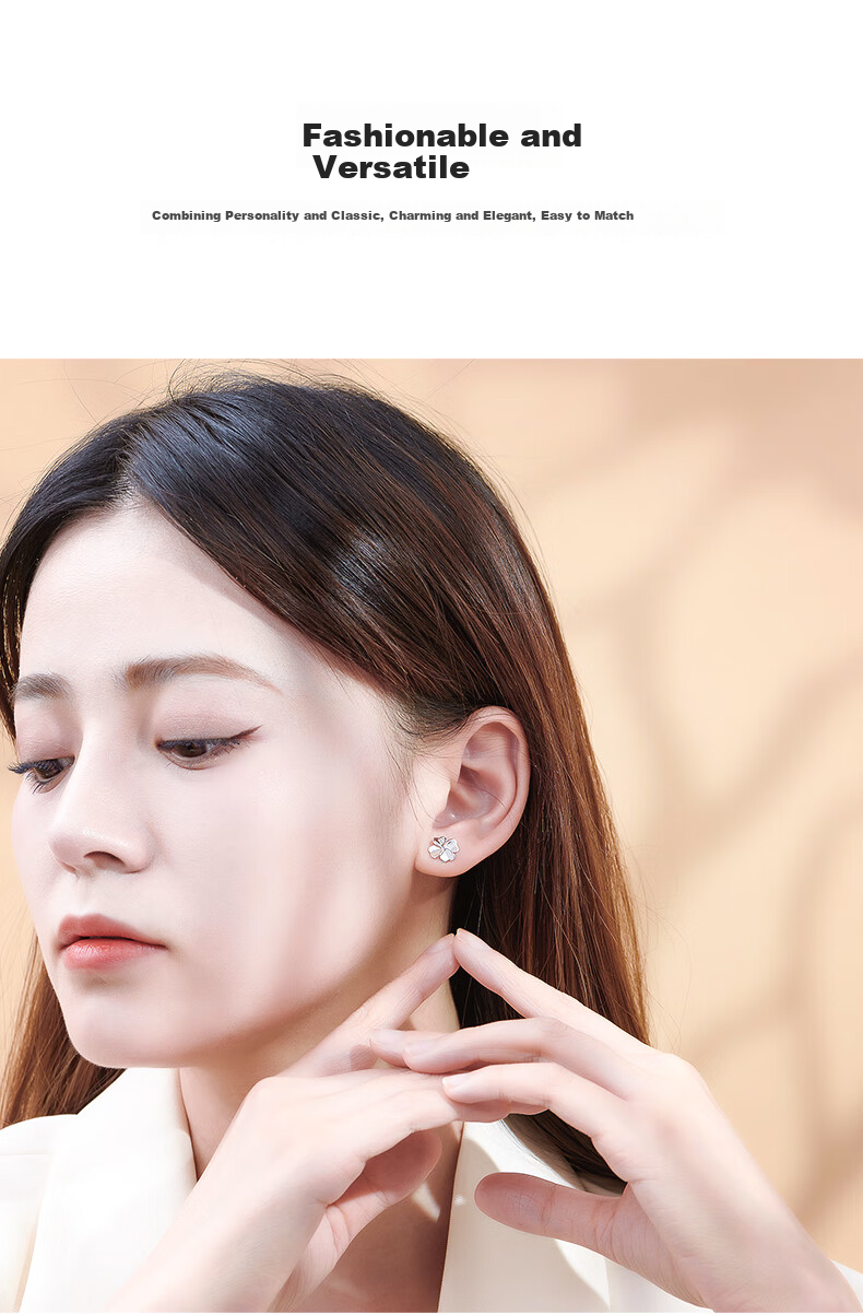 MANHE S999 Sterling Silver Four-Leaf Clover Stud Earrings for Women, New 2026 Style Ear Jewelry, Birthday Gift for Girlfriend Or Female Friend 10