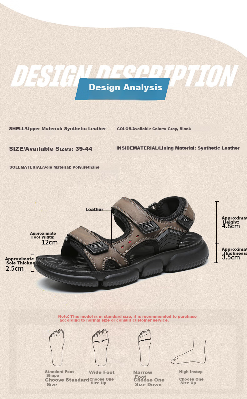 Huili Men's Sandals, Summer Versatile Comfortable Soft-Soled Slippers, Fashionable Outdoor Beach Shoes for Men, 0232 Black Size 41 5