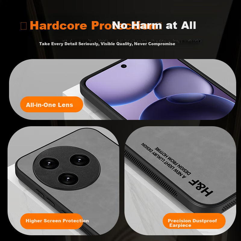 Чехол HotFire для Xiaomi Redmi K80 Pro, защита от падений, защита от отпечатков пальцев, противоударный, кожаный, простой стиль, черный