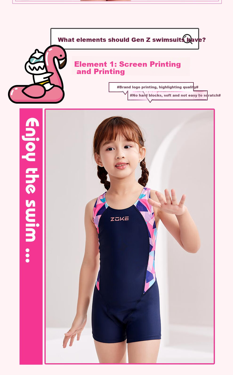 ZOKE Girls' One-Piece Swimsuit, Square Leg, for Older Children And Teenagers, Professional Swimming Costume, 124604418, Purple-Blue Size 16 2