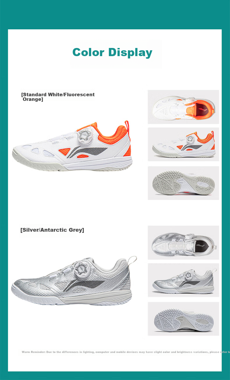 Li-Ning Children's Table Tennis Shoes, Professional Training And Competition, Non-Slip, Wear-Resistant, Breathable Sports Shoes, Bright Blue, Size 34 10