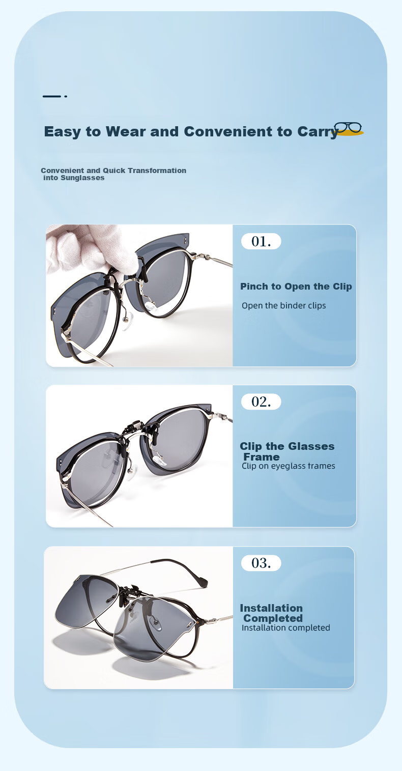 EYEPLAY Clip-On Polarized Sunglasses for Men And Women, Nearsighted Glasses, Fishing, Driving, Specialized Sunglasses for Men And Women, Model 8014A 6