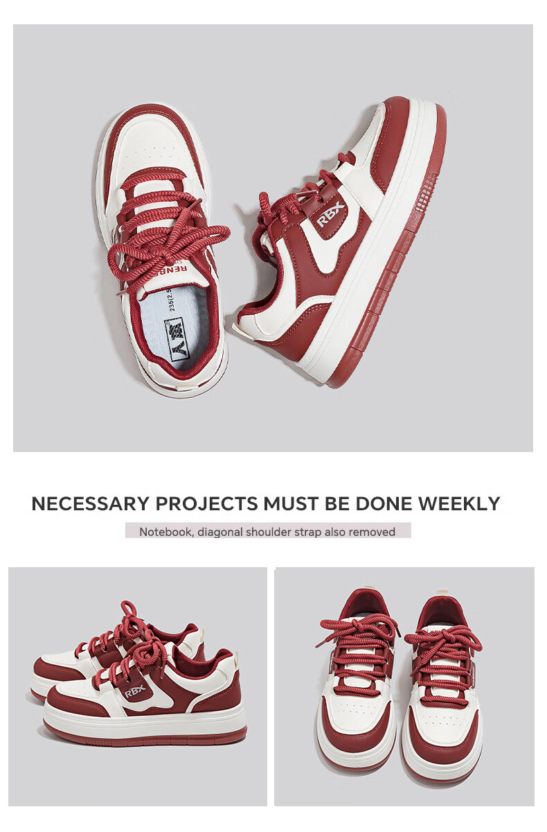RENBEN Ancora Red Thick Sole Sneakers 2026 Spring New American Casual Versatile White Platform Sports Shoes 6