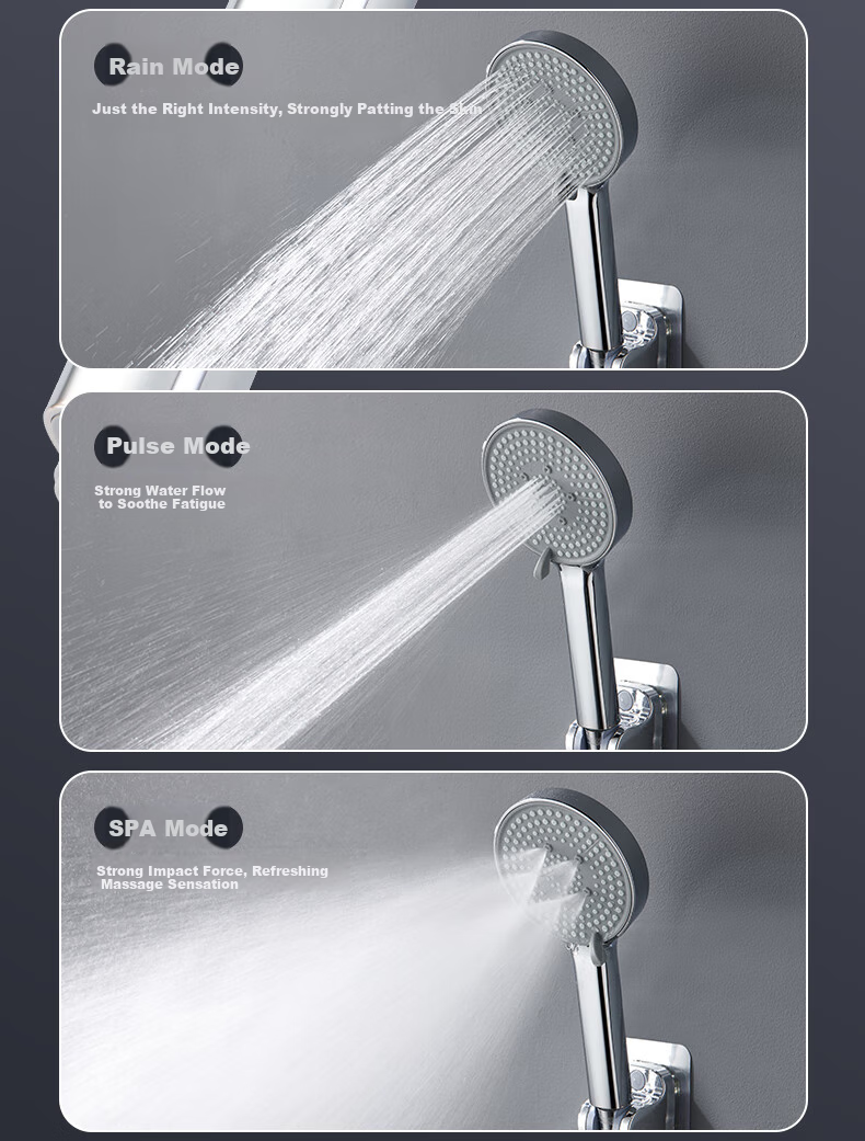 BSITN Shower Set, Surface-Mounted Shower System, Complete Set without Top Spray, Simple Bathroom Shower Head with Pressure Boosting Function B1057 6
