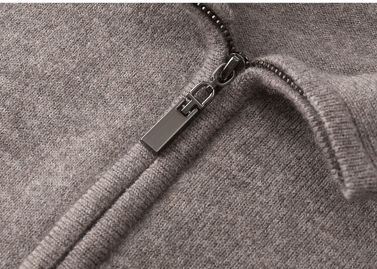 Shanshan Men's 100% Pure Wool Knit Sweater Autumn Winter Thickened Warm Half-Zip Commuter Pullover Jacket 8
