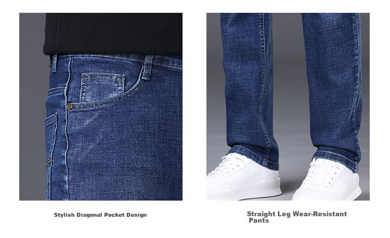 JEEP SPIRIT 2025 Autumn Business Casual Slim-Fit Stretch Versatile Straight-Leg Jeans for Men 866, Blue, Size 28 12