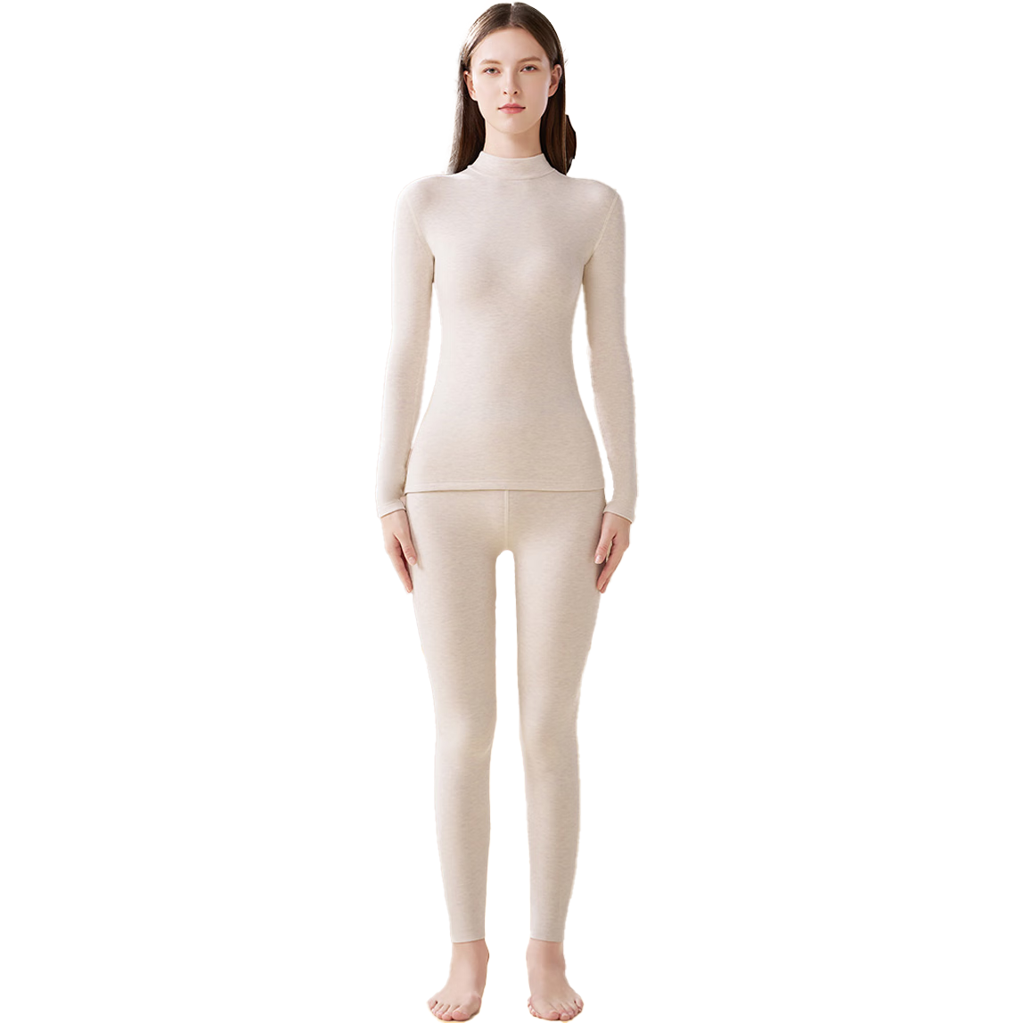 MiiOW Women's Cashmere Silk Thermal Underwear Set 2025 Autumn Winter New High Neck Top and Bottom Warm Set
