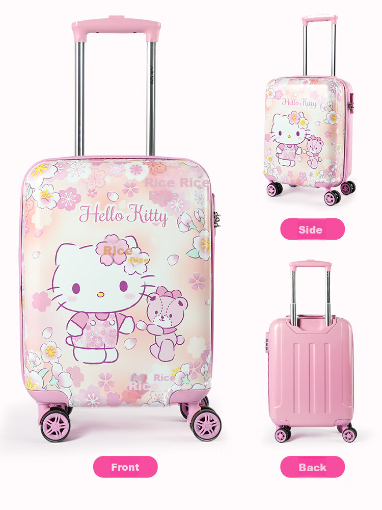 Mesuca X Sanrio Kuromi Password Lock Suitcase with Universal Wheels, Girls' Trolley Case, 18-Inch Children's Luggage, Carry-On Suitcase 12