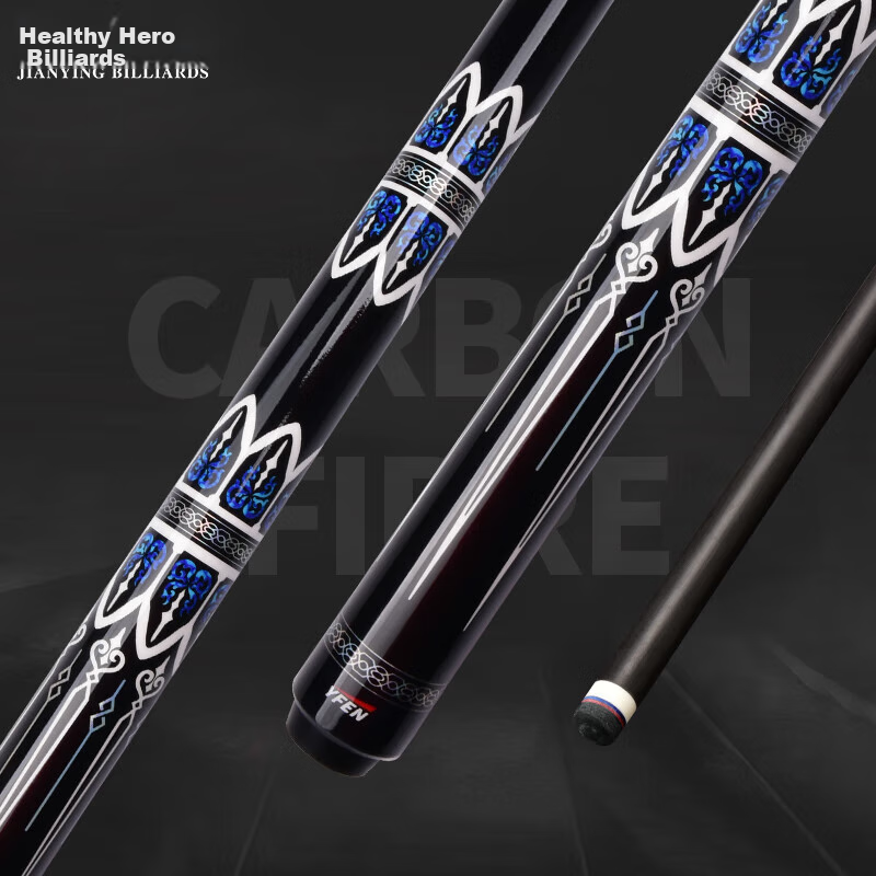 Jianying Yingfeng Carbon Fiber Pool Cue, American-Style Big Head Design, Detachable, Black 8 Ball, 12.5mm Shaft Diameter, YF-M4