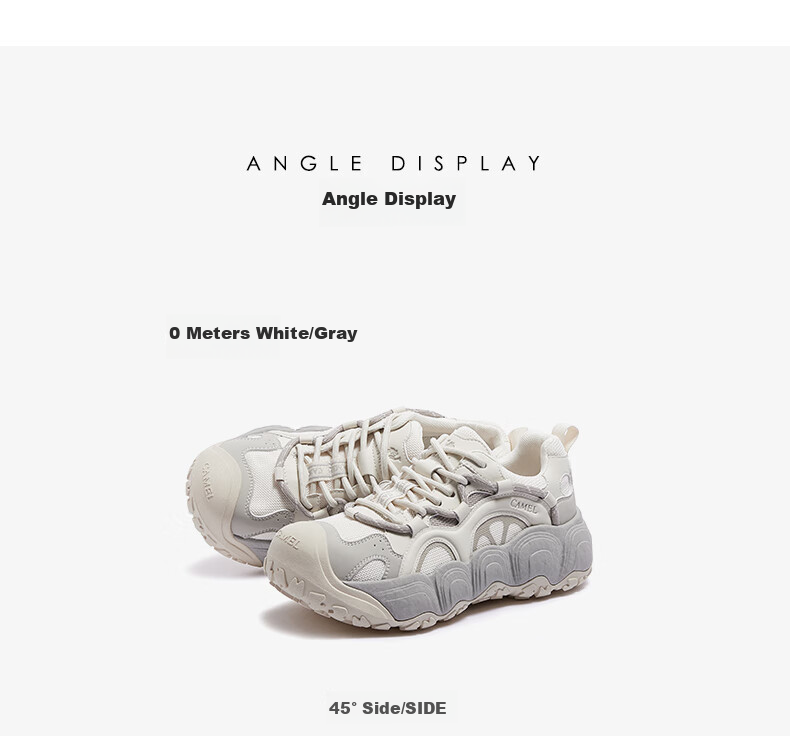 CAMEL [Dilireba's Same Style] Neng Meng Chou Meng Women's Sneakers Casual Sports Shoes L25A202062 Beige/gray 38 50