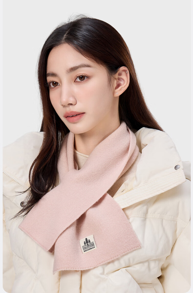 MISSION UV Pure Wool Small Scarf Women Autumn Winter Warm Neck Warmer Lightweight Outdoor Short Scarf 5