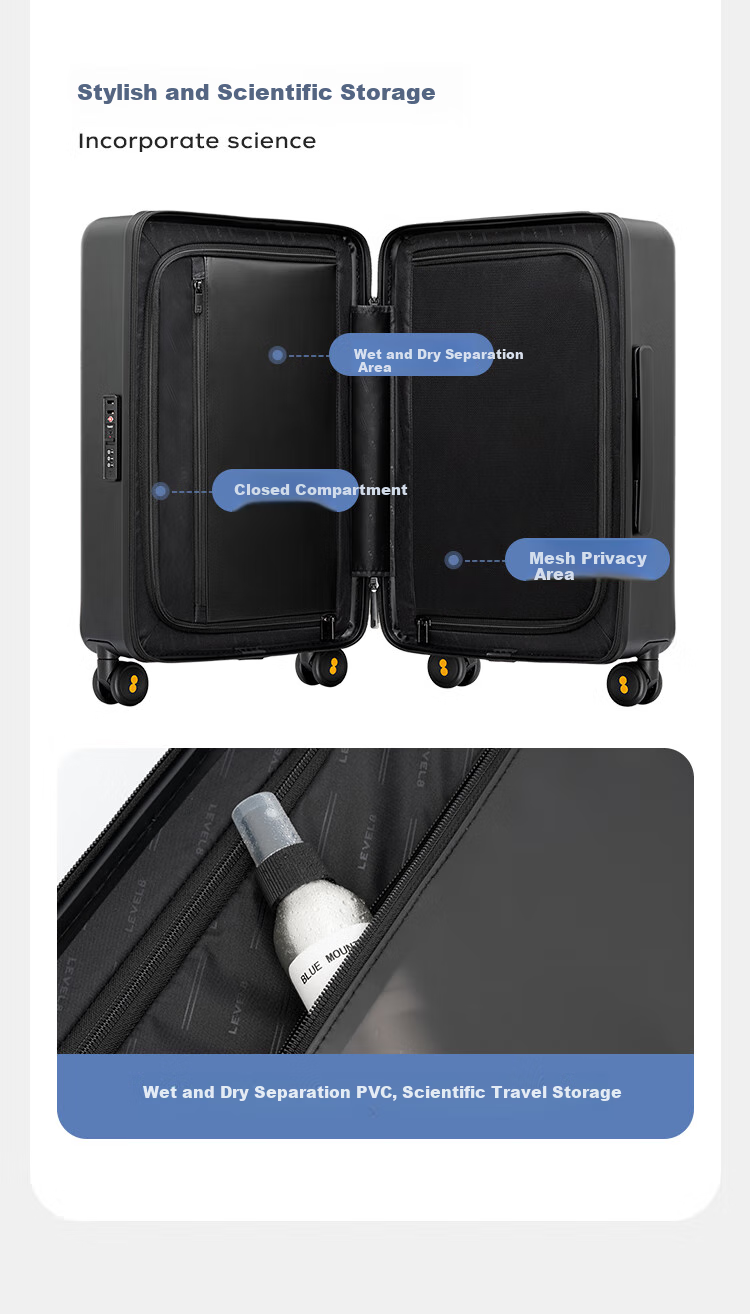 LEVEL8 (LEVEL8) Luggage Suitcase for Men And Women, Carry-On Travel Case, 20-Inch PC Fabric Patchwork Style Trolley Case, Urban Pulse Series Order Black 7