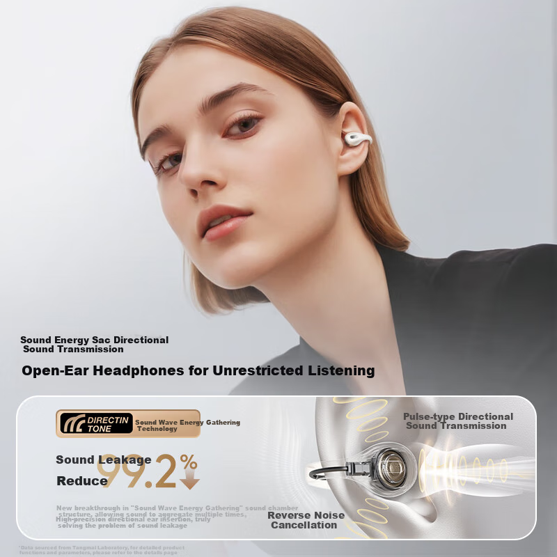 Беспроводные наушники Tangmai Q8 с открытым ухом, Bluetooth, спортивные, с защитой от пота, игровые, с длительным временем работы от батареи, шумоподавление, белый