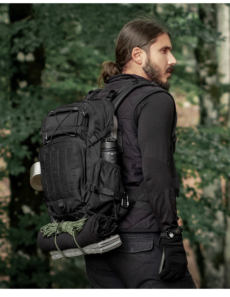 MARDINGTOP Men's Backpack Large Capacity Travel Tactical Bag [Black Cyclone] Khaki - 25L 1