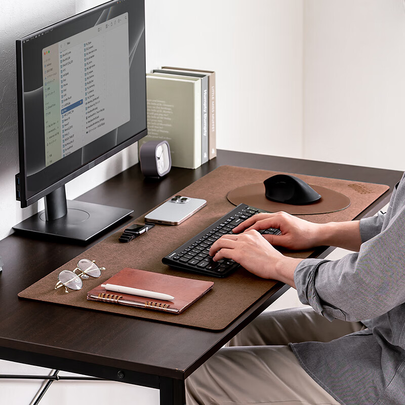 SANWA Large Desk Mat, Computer Office Gaming Mouse Pad, Skin-Friendly Felt, Wear-Resistant Non-Slip Rubber Bottom, Rollable And Portable Desk Accessory, Free Pebble Mouse Pad Included