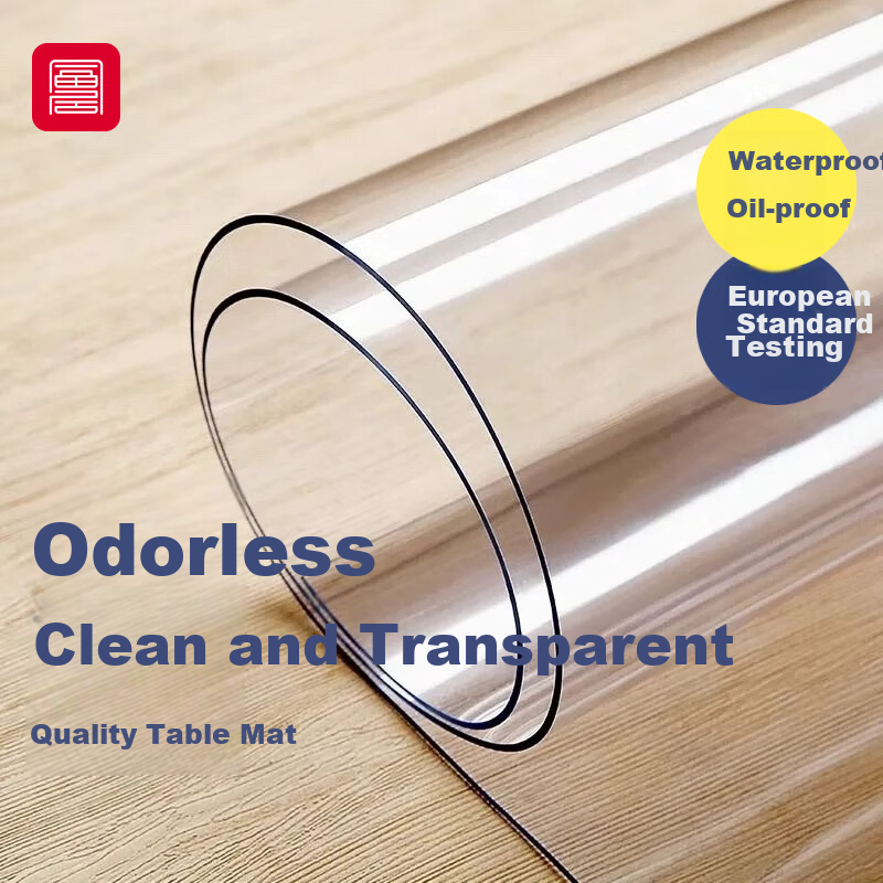 FOOJO Transparent Table Mat, Soft Glass Tablecloth, Waterproof, Oil-Proof, Heat-Resistant, Coffee Table Surface Protector, 60*120cm