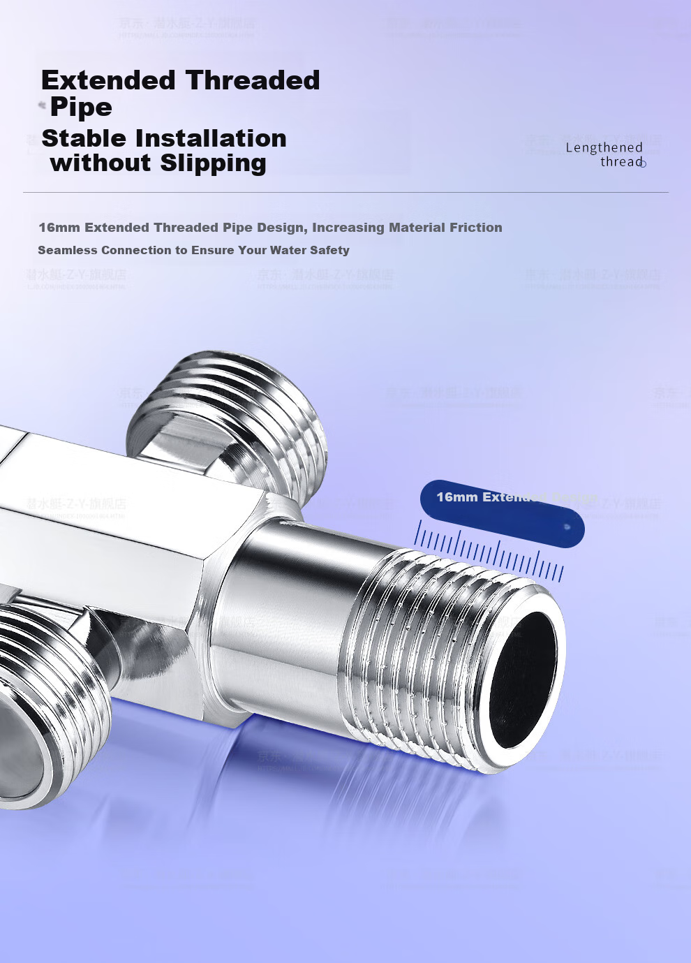 Submarine F402 1-In Three-Way Brass Chrome-Plated Angle Valve with Ceramic Valve Core 10